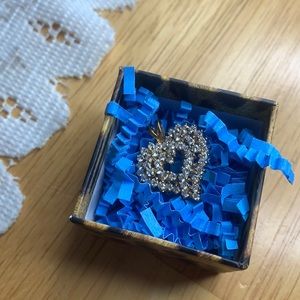 Faux gold and crystal heart pendant